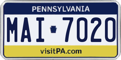 PA license plate MAI7020