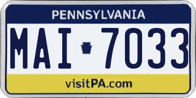 PA license plate MAI7033