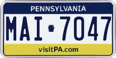 PA license plate MAI7047