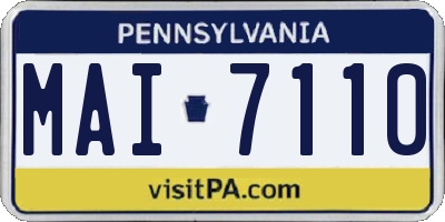 PA license plate MAI7110