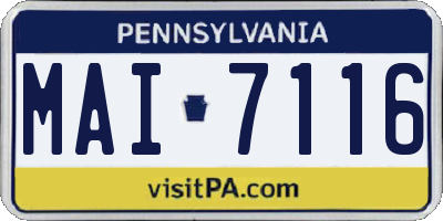 PA license plate MAI7116