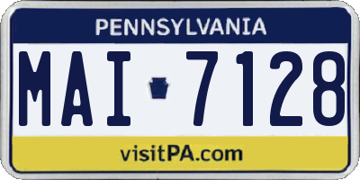 PA license plate MAI7128