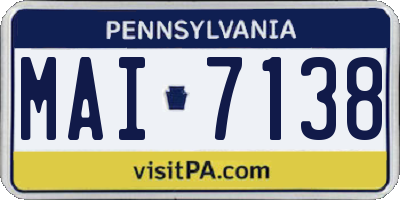 PA license plate MAI7138