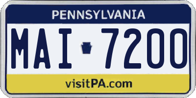 PA license plate MAI7200