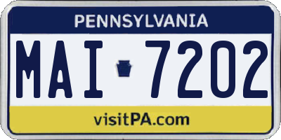 PA license plate MAI7202