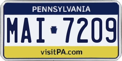 PA license plate MAI7209