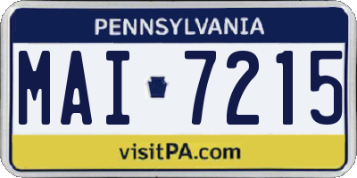 PA license plate MAI7215