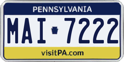 PA license plate MAI7222