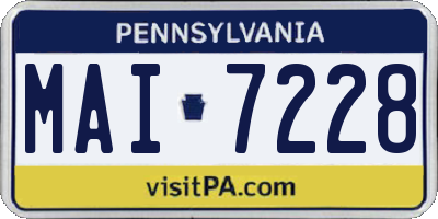 PA license plate MAI7228