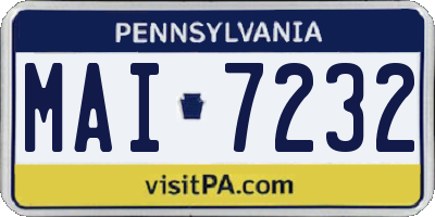 PA license plate MAI7232
