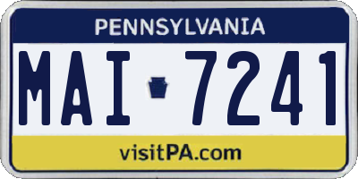 PA license plate MAI7241