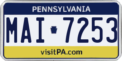 PA license plate MAI7253
