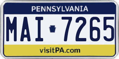 PA license plate MAI7265
