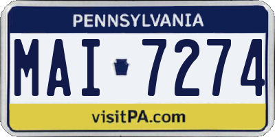 PA license plate MAI7274