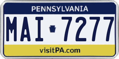 PA license plate MAI7277