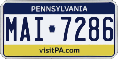 PA license plate MAI7286