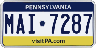 PA license plate MAI7287