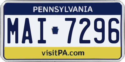PA license plate MAI7296