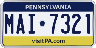PA license plate MAI7321