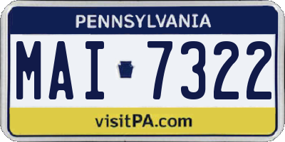 PA license plate MAI7322