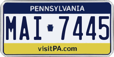 PA license plate MAI7445