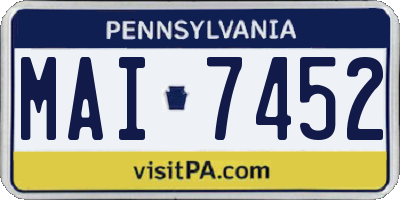 PA license plate MAI7452
