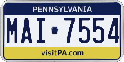PA license plate MAI7554