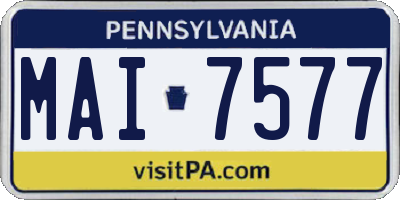 PA license plate MAI7577