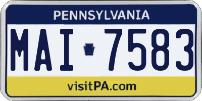 PA license plate MAI7583