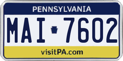 PA license plate MAI7602