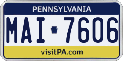 PA license plate MAI7606