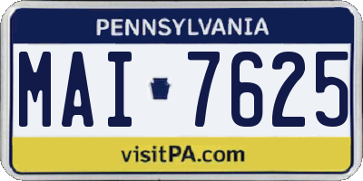 PA license plate MAI7625