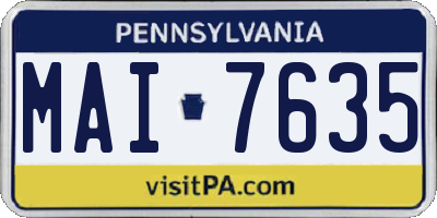 PA license plate MAI7635