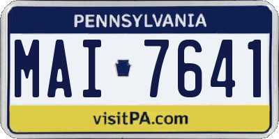 PA license plate MAI7641