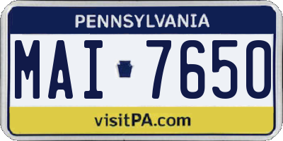 PA license plate MAI7650