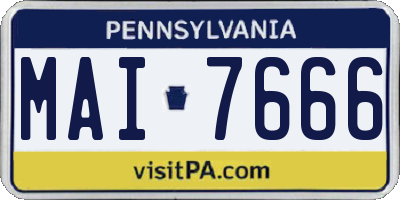 PA license plate MAI7666