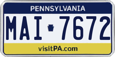 PA license plate MAI7672