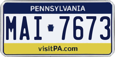 PA license plate MAI7673