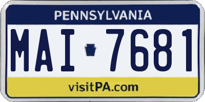 PA license plate MAI7681