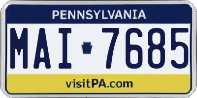 PA license plate MAI7685