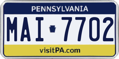 PA license plate MAI7702