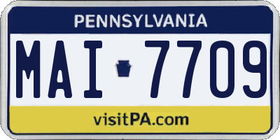 PA license plate MAI7709