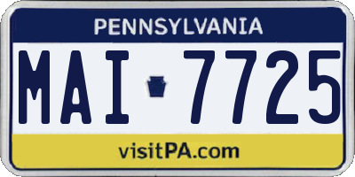PA license plate MAI7725