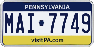 PA license plate MAI7749