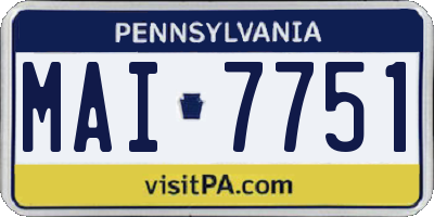 PA license plate MAI7751