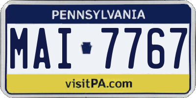 PA license plate MAI7767