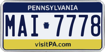 PA license plate MAI7778