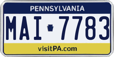 PA license plate MAI7783