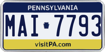 PA license plate MAI7793
