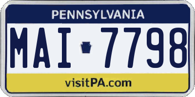PA license plate MAI7798